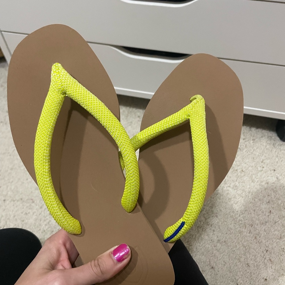 Rothy's Neon Lime Flip Flops